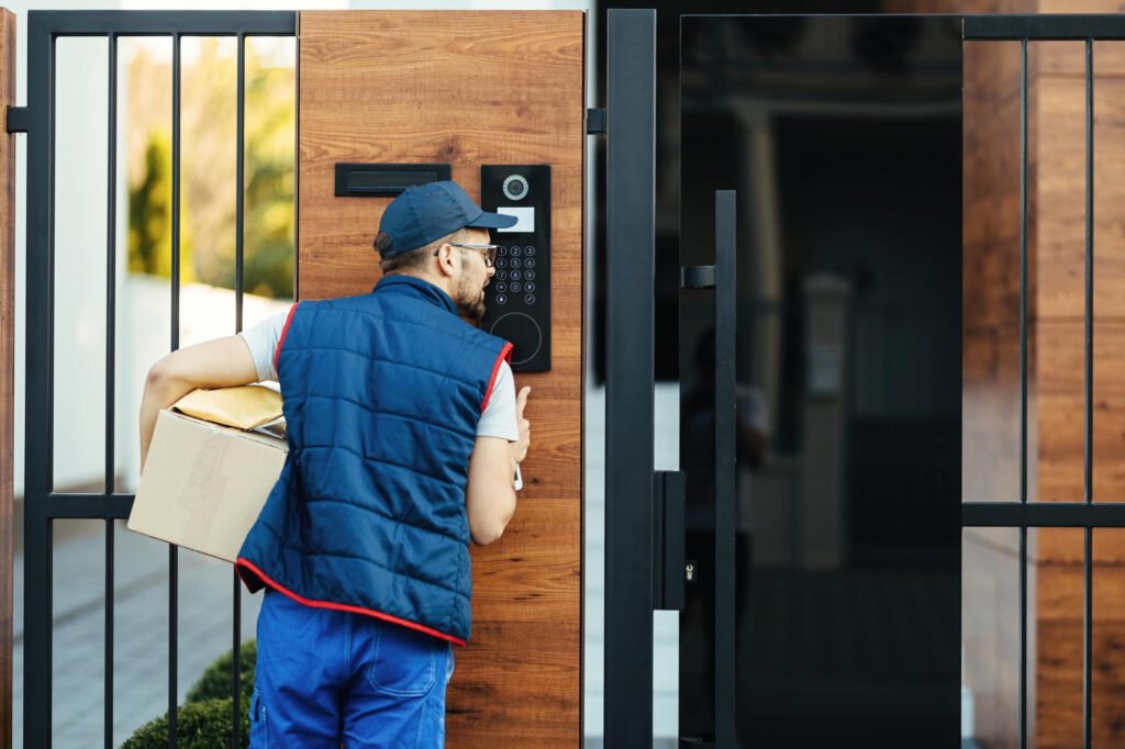 Portail sécurisé combiné à une installation de porte blindée dans une propriété privée